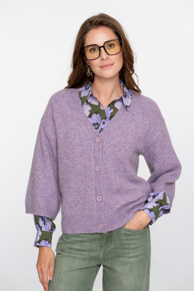 VEST MET V HALS EN DRIEKWART MOUWEN 54532 14 Lilac